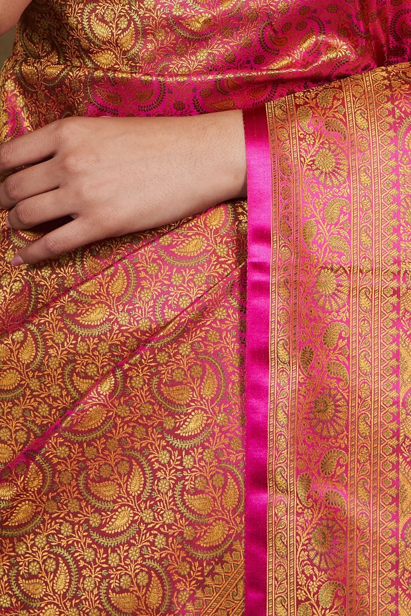 Magenta Banarasi Silk Saree