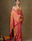 Magenta Jamewar Tanchoi Banarasi Silk Saree
