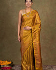 Mustard Jamewar Tanchoi Banarasi Silk Saree