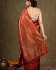 Rusty Paisley Jamewar Tanchoi Banarasi Silk Saree