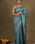 Firoza Paisley Jamewar Tanchoi Banarasi Silk Saree
