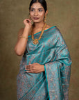 Firoza Paisley Jamewar Tanchoi Banarasi Silk Saree