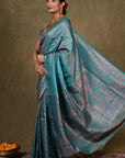 Firoza Paisley Jamewar Tanchoi Banarasi Silk Saree