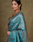 Firoza Paisley Jamewar Tanchoi Banarasi Silk Saree