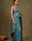 Firoza Paisley Jamewar Tanchoi Banarasi Silk Saree
