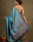 Firoza Paisley Jamewar Tanchoi Banarasi Silk Saree