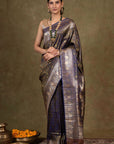 Midnight Vine Jamewar Tanchoi Banarasi Silk Saree