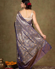 Midnight Vine Jamewar Tanchoi Banarasi Silk Saree