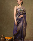 Midnight Vine Jamewar Tanchoi Banarasi Silk Saree