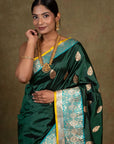 Green Kadhwa Banarasi Katan Silk Saree