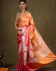 Tangerine Blush Banarasi Silk Saree