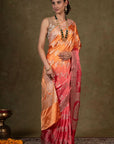 Tangerine Blush Banarasi Silk Saree