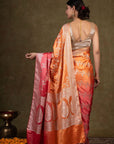 Tangerine Blush Banarasi Silk Saree