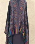 Black Floral Rim Kani Woven Stole