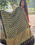 Green Kamal Buta Modal Silk Ajrakh Dupatta