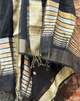 Black Zari Stria Maheshwari Dupatta