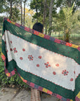Green Applique Kantha Cotton Ajrakh Dupatta