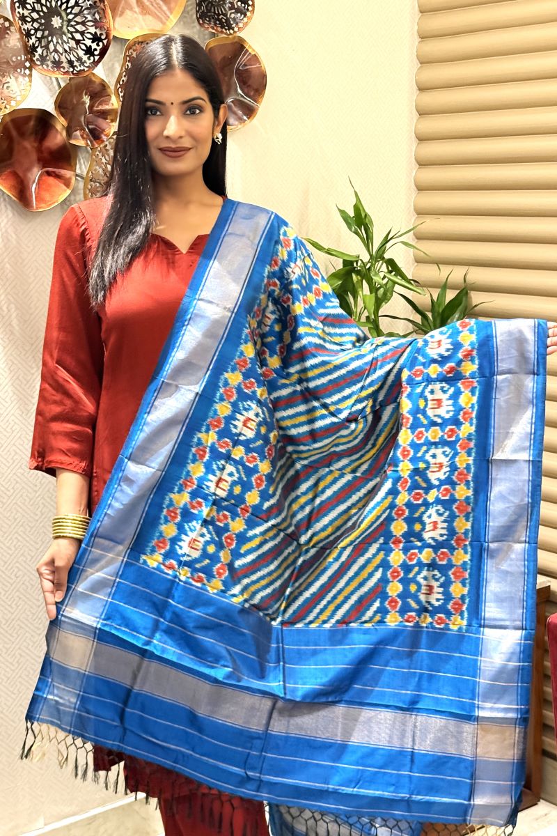 Ikat Pure Silk Handwoven Dupatta