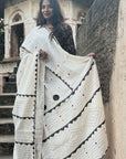 Ajrakh Applique Mirror Hand Embroidered Dupatta