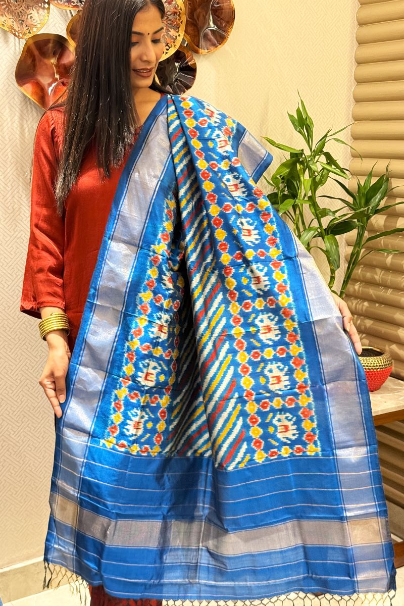 Ikat Pure Silk Handloom Dupatta