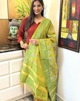 Green Ikat Pure Silk Handwoven Dupatta