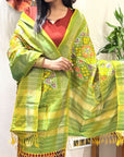 Green Ikat Pure Silk Handwoven Dupatta