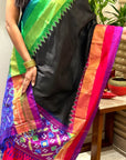 Black Ikat Pure Silk Handwoven Dupatta