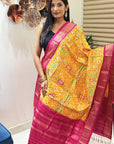 Marigold Blaze Pure Silk Ikat Handwoven Dupatta