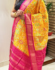 Marigold Blaze Pure Silk Ikat Handwoven Dupatta