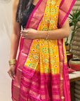 Marigold Blaze Pure Silk Ikat Handwoven Dupatta