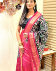Black Ikat Silk Handwoven Dupatta