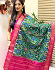 Green Blush Pure Silk Ikat Handwoven Dupatta