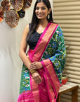 Green Blush Pure Silk Ikat Handwoven Dupatta