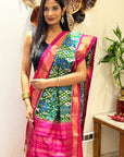 Green Blush Pure Silk Ikat Handwoven Dupatta