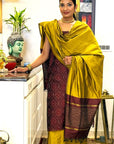 Cocoa Amber Unstitched Cotton Silk Ikat Suit (3 Pcs)