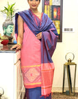 Rosy Lilac Unstitched Cotton Silk Ikat Suit (3 Pcs)