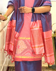 Rosy Lilac Unstitched Cotton Silk Ikat Suit (3 Pcs)