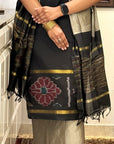 Ebony Dune Unstitched Cotton Silk Ikat Suit (3 Pcs)