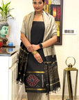 Ebony Dune Unstitched Cotton Silk Ikat Suit (3 Pcs)