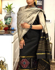 Ebony Dune Unstitched Cotton Silk Ikat Suit (3 Pcs)