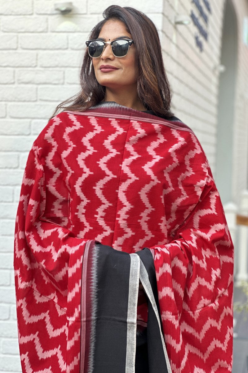Handwoven Cotton Ikat Dupatta