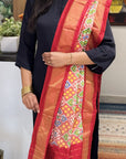 Dusk Blaze Pure Silk Ikat Handwoven Dupatta