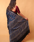 Indigo Asopalav Ajrakh Modal Silk Saree
