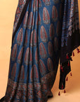 Indigo Asopalav Ajrakh Modal Silk Saree