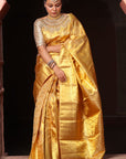 Sunshine Gold Pure Zari Mulberry Silk Kanjivaram Saree