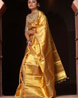 Sunshine Gold Pure Zari Mulberry Silk Kanjivaram Saree