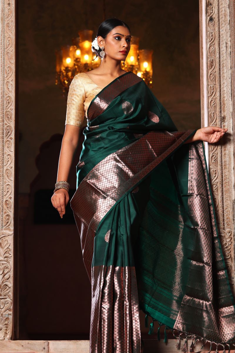 Pure Mulberry Silk Gold Zari