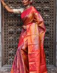 Sunset Zari Mulberry Silk Kanjivaram Saree