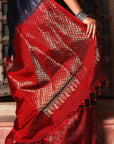 Crimson Blue Soft Silk Kanjivaram Saree