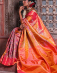 Sunset Zari Mulberry Silk Kanjivaram Saree